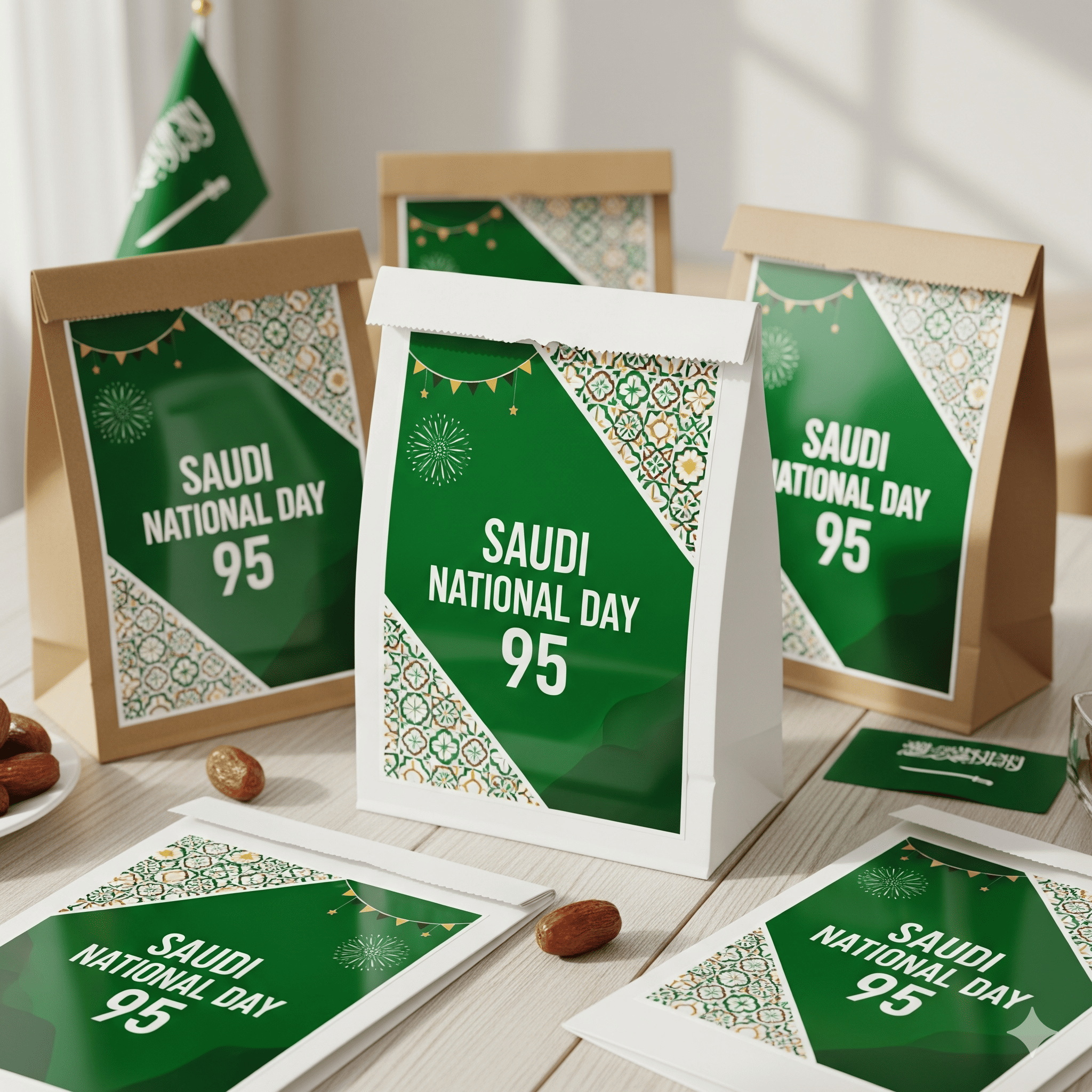 اكياس اليوم الوطني السعودي 95 - أكياس هدايا وطنية مطبوعة